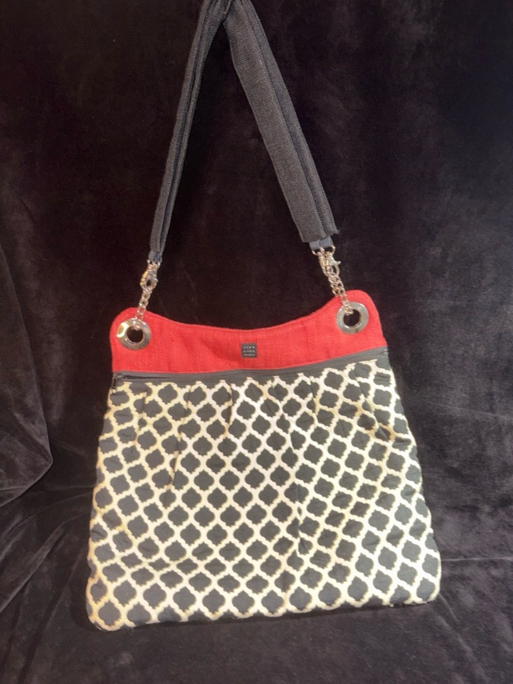 1154 Lill Studio Geometric Trellis Convertible Shoulder Bag / Backpack OS  EUC